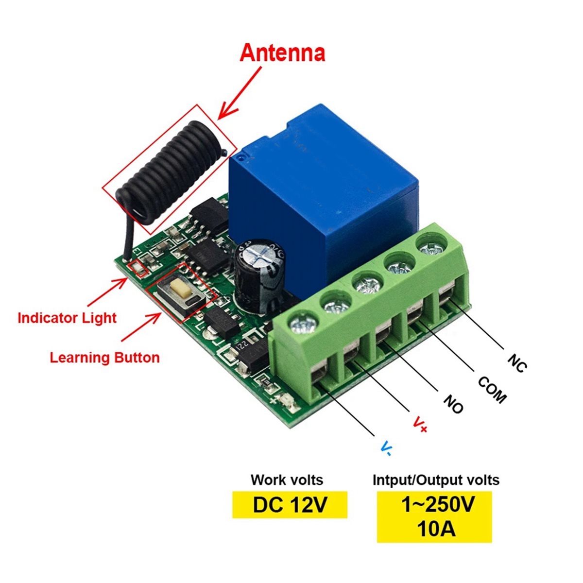 433Mhz Receiver Module - Módulo Receptor de Relé A72Z 433MHz